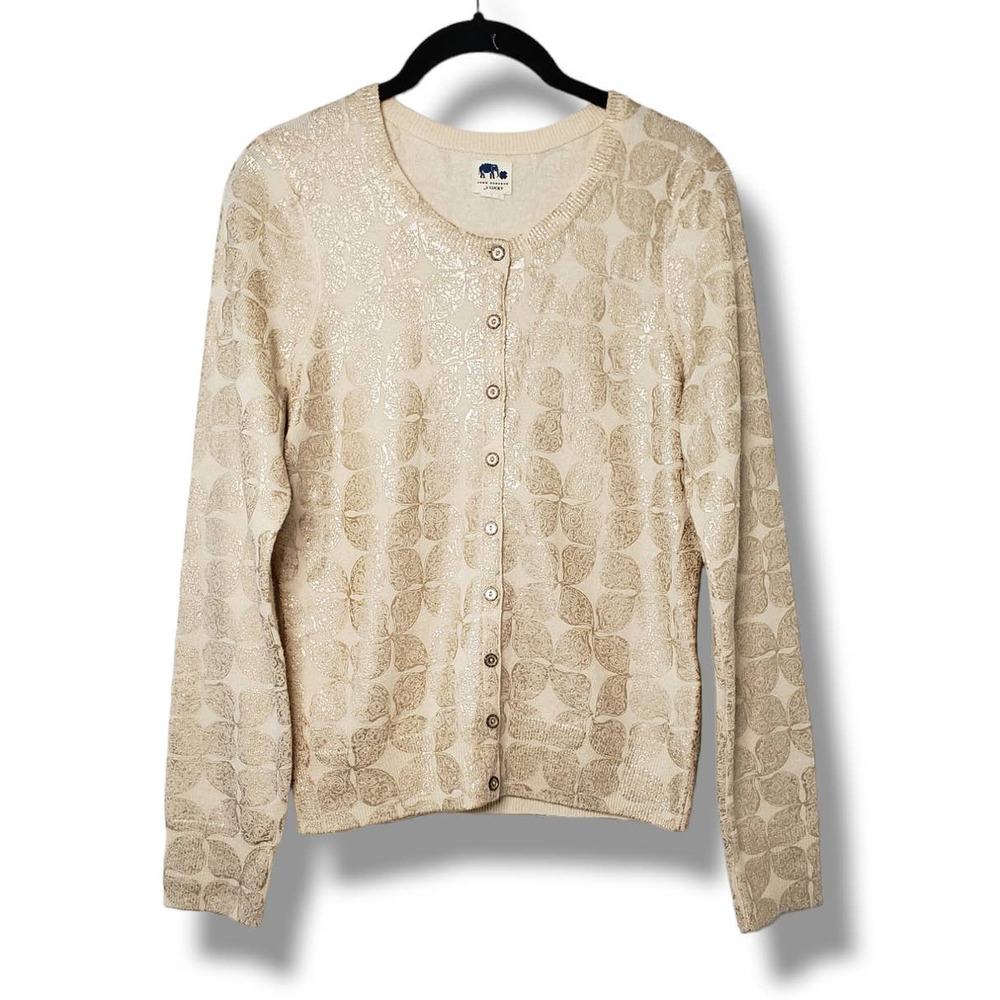 Lucky Brand with John Robshaw gold wool blend cardigan sweater